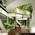 Modern Home Design With Plants and Bushes