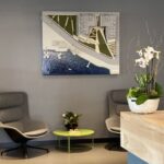 Office plants on table and front desk